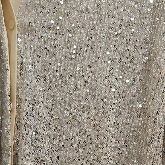 Main Strip Gold Sequin Oversized Button Up Shirt Size Small - Picture 8 of 8